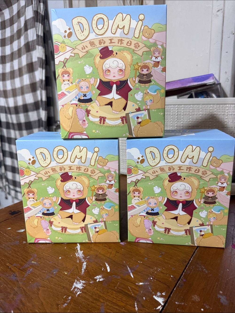 DOMI Cute Character Collectible Boxes - Pastel Blue & Cream